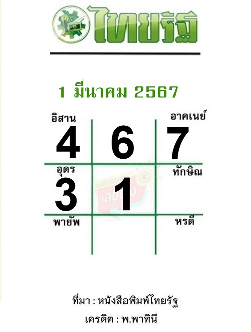 หวยไทยรัฐ1/3/2567