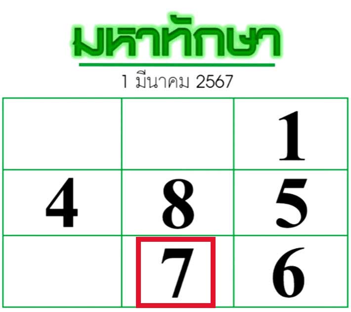 หวยมหาทักษา1/3/2567