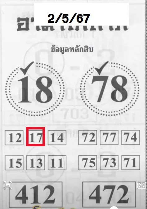 เลขอาม่าให้ลาภ 2/5/67