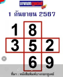 หวยบางกอกทูเดย์ 1/9/67