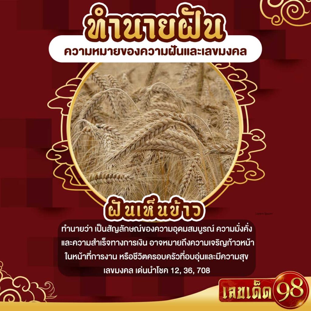 ฝันเห็นข้าว