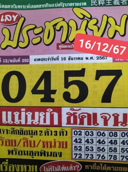 หวยประชานิยม 16/12/67