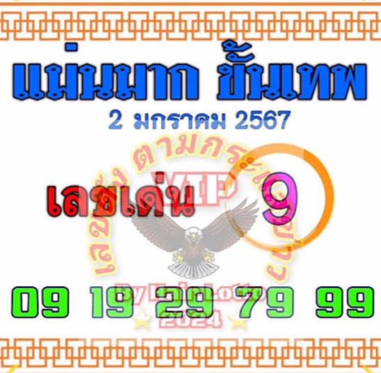 หวยแม่นมากขั้นเทพ 2/1/68