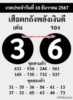 หวยเสือตกถัง 16/12/67