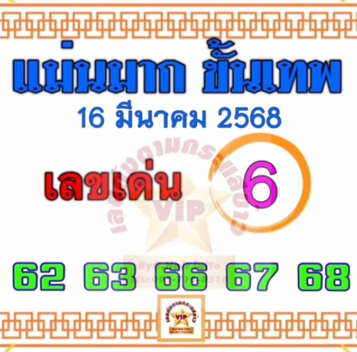 หวยแม่นมากขั้นเทพ 16/3/68