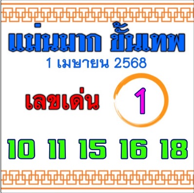 หวยแม่นมากขั้นเทพ 1/4/68