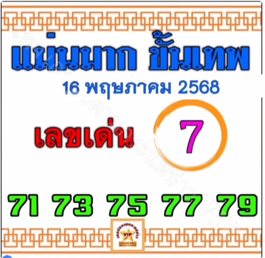หวยแม่นมากขั้นเทพ 16/5/68