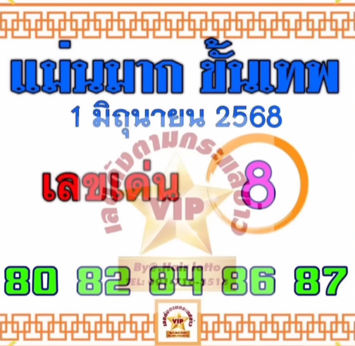 หวยแม่นมากขั้นเทพ 1/6/68
