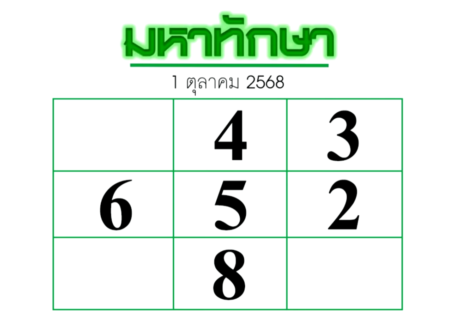 หวยมหาทักษา 1/10/68