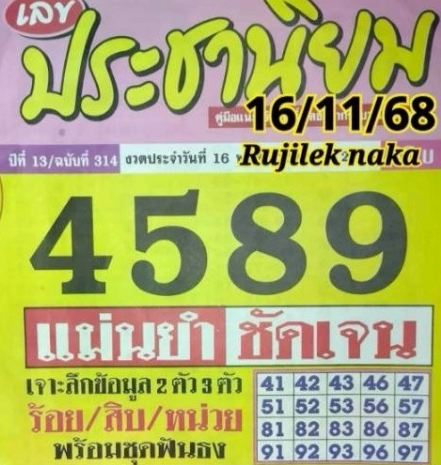 หวยประชานิยม 16/11/68